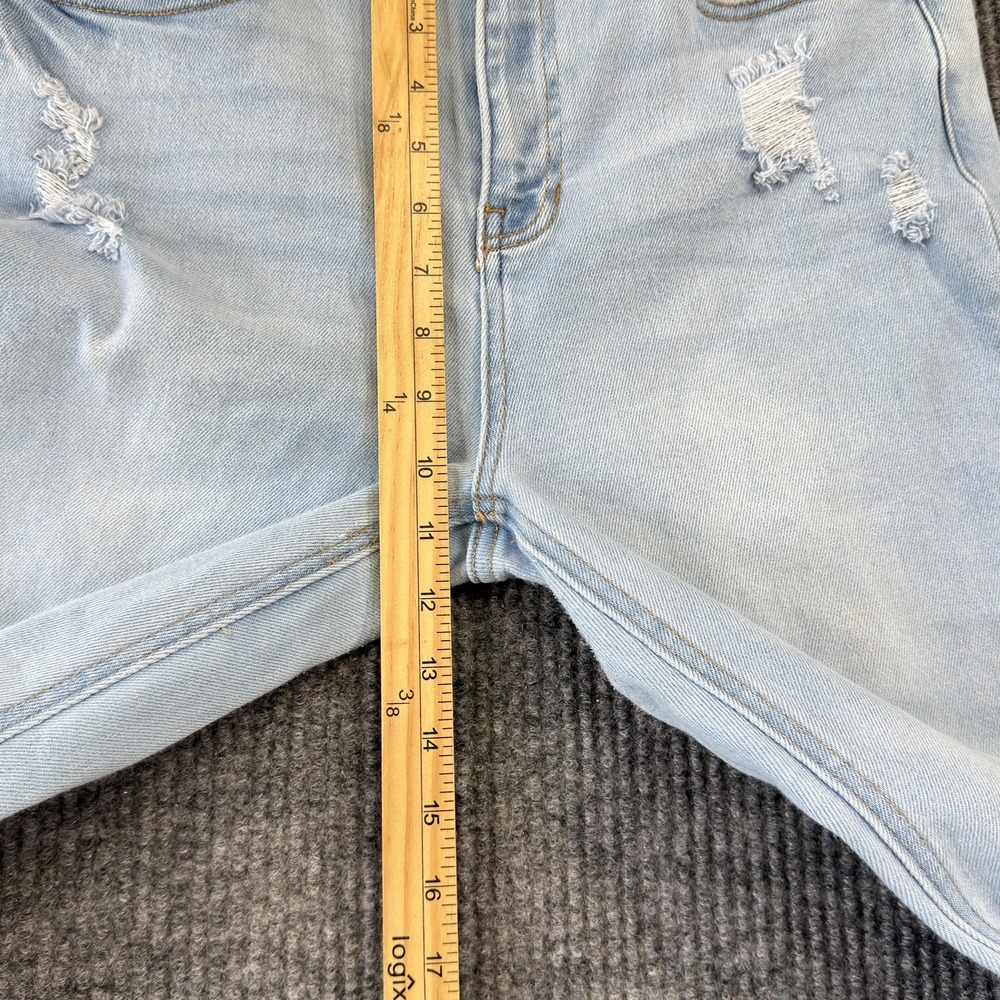Cello Flare Jeans WomensM13 Light Wash High Rise Distressed‎ Fringe Hem Stretch - Picture 10 of 14